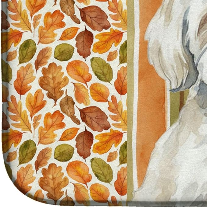 Caroline's Treasures White Havanese Heirloom Fall Dish Drying Mat Absorbent Dish Drying Mat Pad for Kitchen Counter Dish Drainer Mat for Countertop, 14 x 21", Multicolor