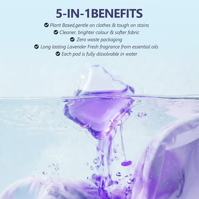 240 Pack Laundry Detergent Pods- 5-in-1 Stain Remover Laundry Soap Pods- Ultra Concentrated,Dissolvable Detergent Pods Bulk for Washing Machines,Lavender Scent