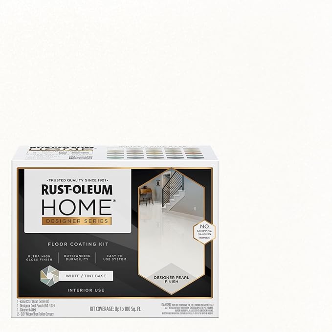 Rust-Oleum 391503 Home Designer Series Floor Coating Kit, High Gloss White