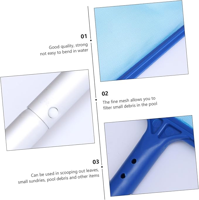 LIOOBO 3sets Telescopic Aluminum Pool Catching Skimmer Deep Nets for Cleaning Swimming Pools Ponds and Spas and Convenient Design