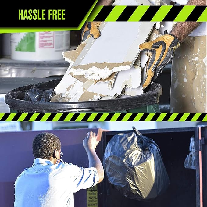 Heavy Duty 56 Gallon Trash Bags - (Huge 400 Pack/w Flap Ties) - 2.0 MIL (Equivalent) 43" x 46" Star Sealed Bottom Thick Garbage Bags for Contractors, Lawn, Leaf, Yard Waste, Commercial Kitchen