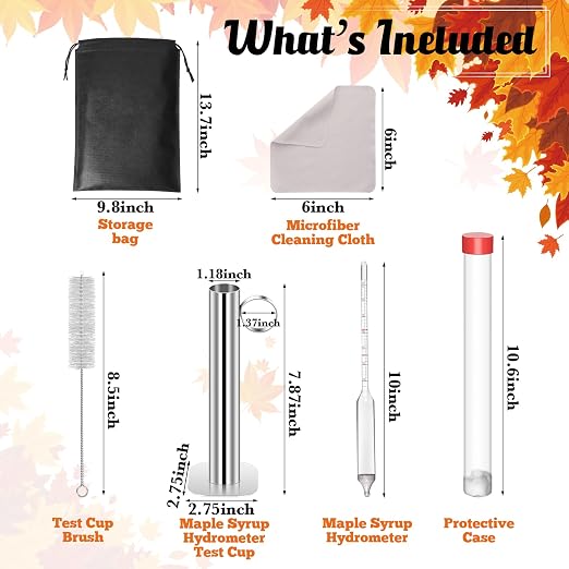 6pcs Maple Syrup Hydrometer Kit,Maple Syrup Density Kit,Stainless Steel Maple Syrup Hydrometer Test Cup Kit,Maple Syrup Supplies for Measuring Sugar Content in Syrup Sap