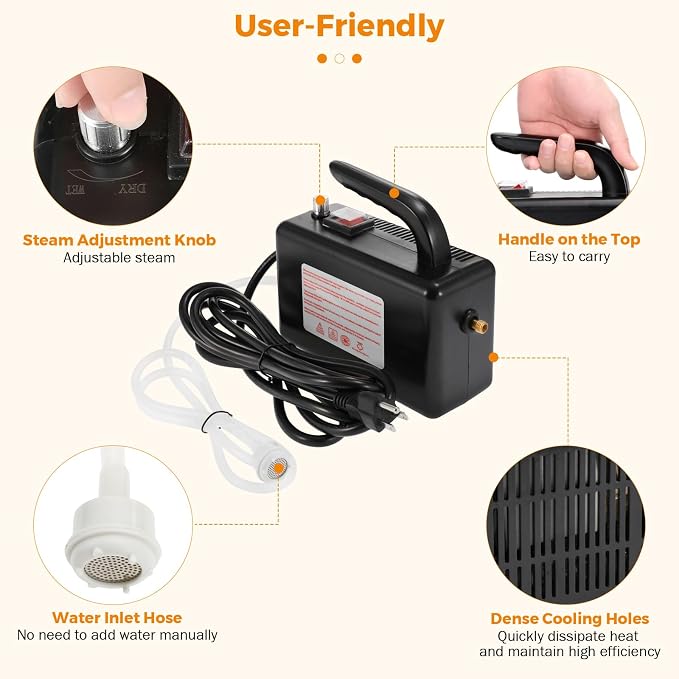 BEAMNOVA High Pressure Handheld Steam Cleaner Cleaning Car Steamer for Auto Detailing Portable Electric Steam Machine Home Use Kitchen Floors