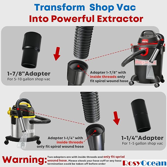Shop Vac Extractor Attachment for Upholstery & Carpet Cleaning Accessory Hand Wand with Viewing Head Auto Detailing Vacuum Head Hand Tool for Truck Mount & Portable Extractor Vacuum Cleaner