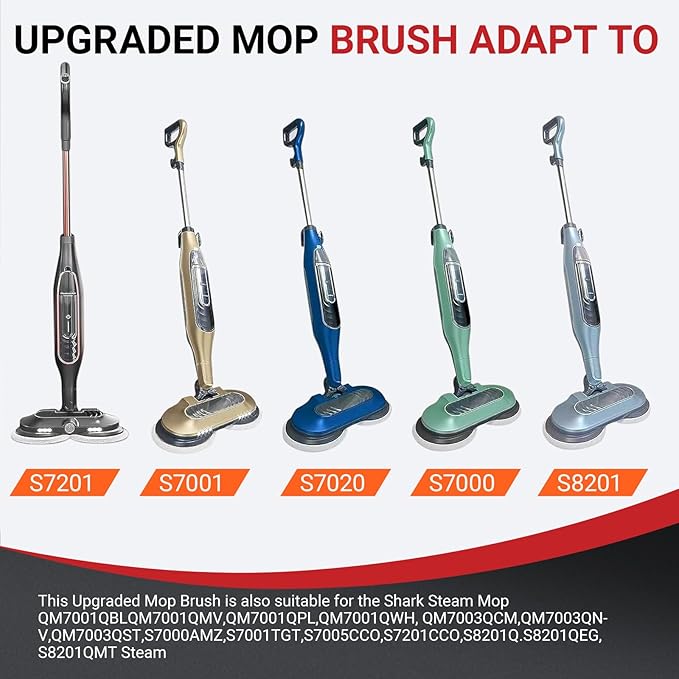 2PC S7001 Enhanced Replacement Brush Heads for Shark S8201/S7000 Series, for Deeper Cleaning of Hard Floors with Shark Steam Mops (Black Grey)