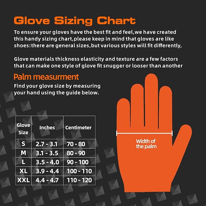 TREEGO Orange Nitrile Gloves 10 Mil Heavy Duty Disposable Latex Free Gloves – Extra Thick Diamond Grip Mechanic Gloves for Heavy Work, XL, 1000 Count Case