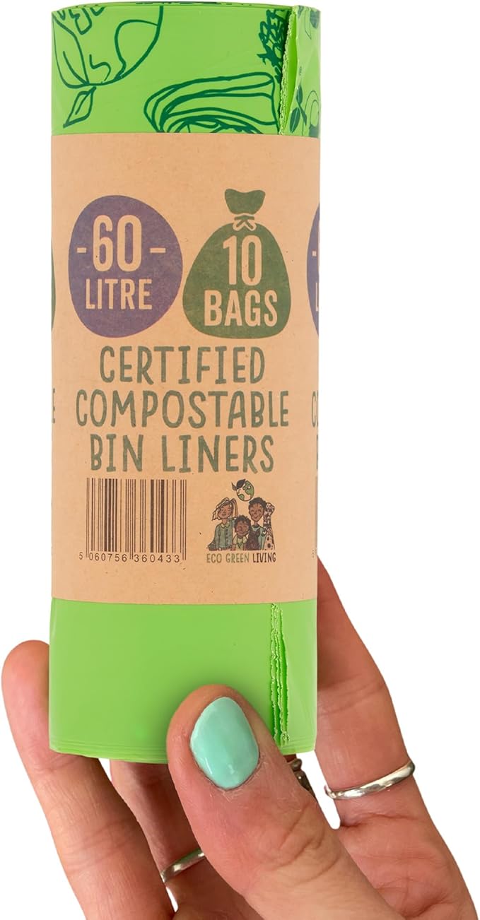 Compostable Bags - 15.9 Gallon (60L) Trash Bags Without the Waste, Certified Compostable & Eco Friendly, No Plastic Bags for Large Kitchen Trash