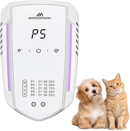 Ozone Odor Eliminator for Strong Odor 99% Cat Litter Deodorizer Dog Poof Odor Removal Air Ionizers for Home Portable Air Purifier for Pets Toilet Wardrobe Shoe Garage Room Cabinet White