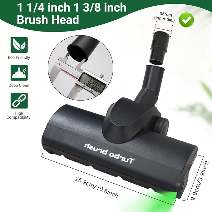 EZ SPARES Dust Display LED Vacuum Brush,Replacement for Universal Vacuum Cleaner,Turbo Floor Brush Head 1 1/4",Longer Wiper Hardwood Flooring Big Wheel Cleaner Brush for Most Brand(Update)