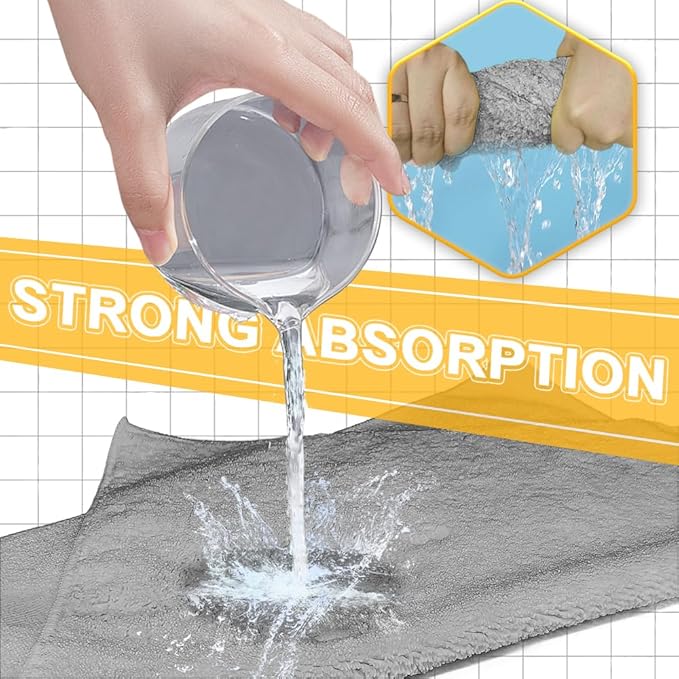 Car Wash Drying Towels, 450gsm Ultra-Thick Absorbent Lint-Free Extra Soft Microfiber Rags for Car Detailing, Interior & Exterior Cleaning Cloths, 16in x 16in - Microfiber, Grey, 12 Packs
