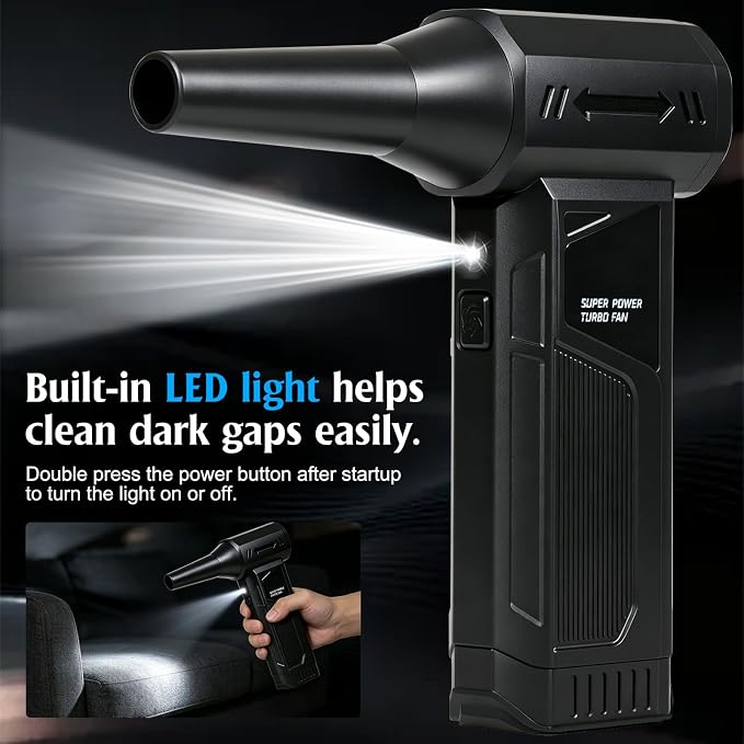 TPQKA Compressed Air Duster 110000RPM, Rechargeable Cordless Electric Air Duster – Replace Canned Air, 3+1 Gears 41m/s for PC Keyboard Computer Car Detailing Home Dusting