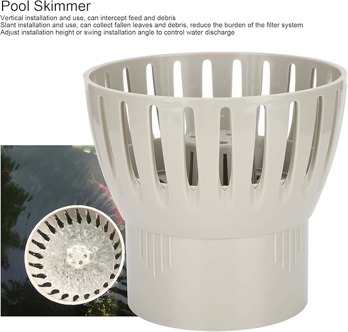 Pssopp Pool Skimmer Basket Plastic Swimming Pool Strainer Pool Filter Debris Leaf Collector Pond Cleaning Tool Pool Supplies Skimmers(110MM)