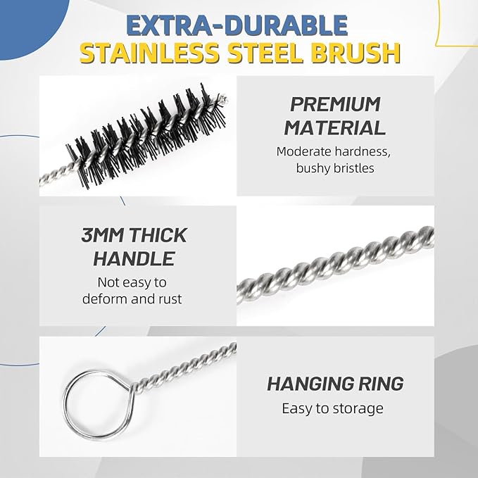 12 Pcs 61820 Car Engine Cleaning Detailing Brush Kit - Motor Engine Alternators Bay Stainless Steel Wire Brass Nylon Polishing and Cleaning Brush Set Tool