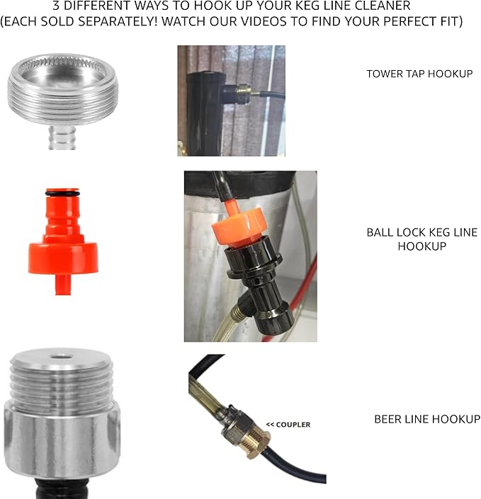 Beer Keg Line Beer Cleaning kit with 4oz Beer Line Cleaner - Hand Pump Pressurized - Easy Safe to Use Keg Cleaner - Brush Faucet Plug - With Ball Lock Keg Adapter
