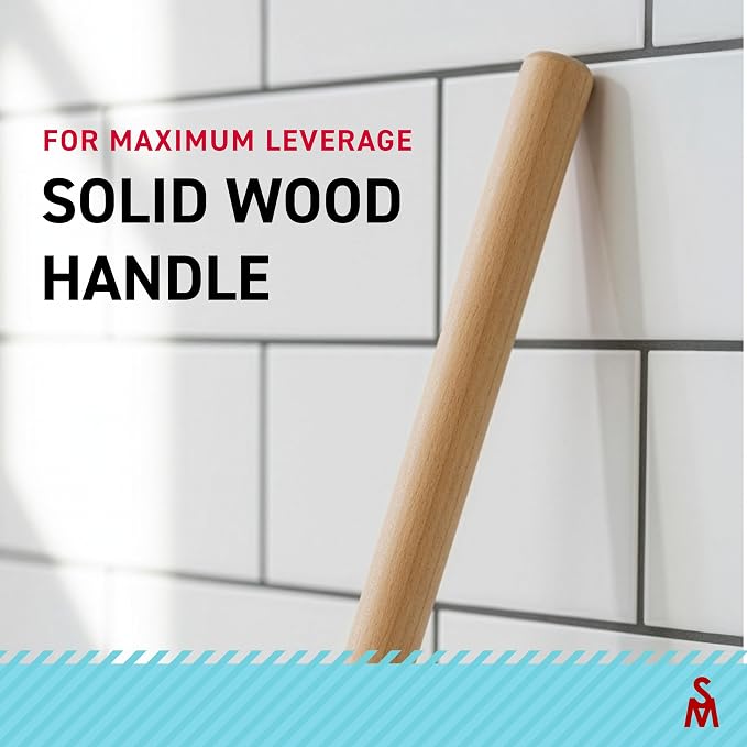 SteadMax Heavy Duty Toilet Plunger, Commercial Grade Double Thrust Force Rubber Cup with Wood Handle (22")