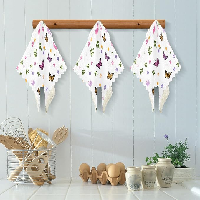 Pretty Butterfly Flower Kitchen Towels Dish Cloths Set of 6 Microfiber Cleaning Cloths for Cars Super Absorbent Machine