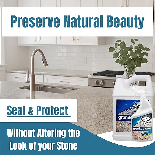 Black Diamond Stoneworks Granite Sealer – Seals and Protects Stone Countertops Without Changing Appearance – Guards Against Food, Oil & Water Stains – for Granite, Marble, Travertine & More