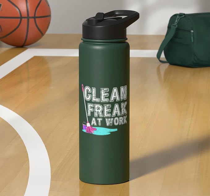 Clean Freak at Work Cleaning Stainless Steel Insulated Water Bottle