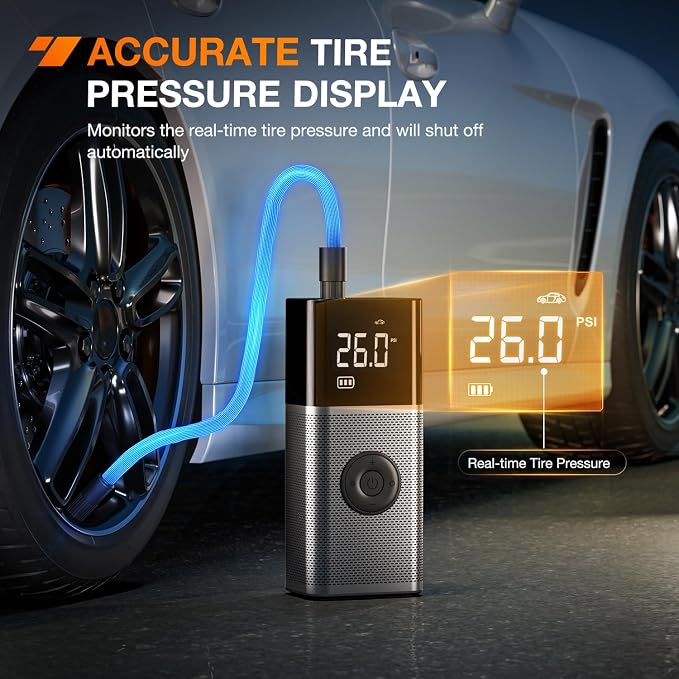 Nilight Tire Inflator Portable Air Compressor Rechargeable 12VDC 150PSI Cordless Battery Cigarette Powered 2X Faster Inflation Pump w/Digital Pressure Gauge for Car Motorcycle Bike