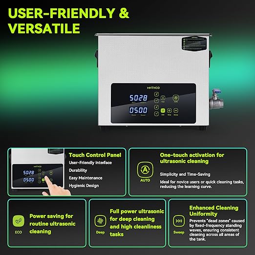 Ultrasonic Cleaner, One-Touch Cleaning,Heating, Deep Mode, ECO Energy-Saving Ultrasonic Cleaning Machine Excellent for Labs,Carburetor,Jewelry,Dentures,Automotive & Industrial Parts. (6L)