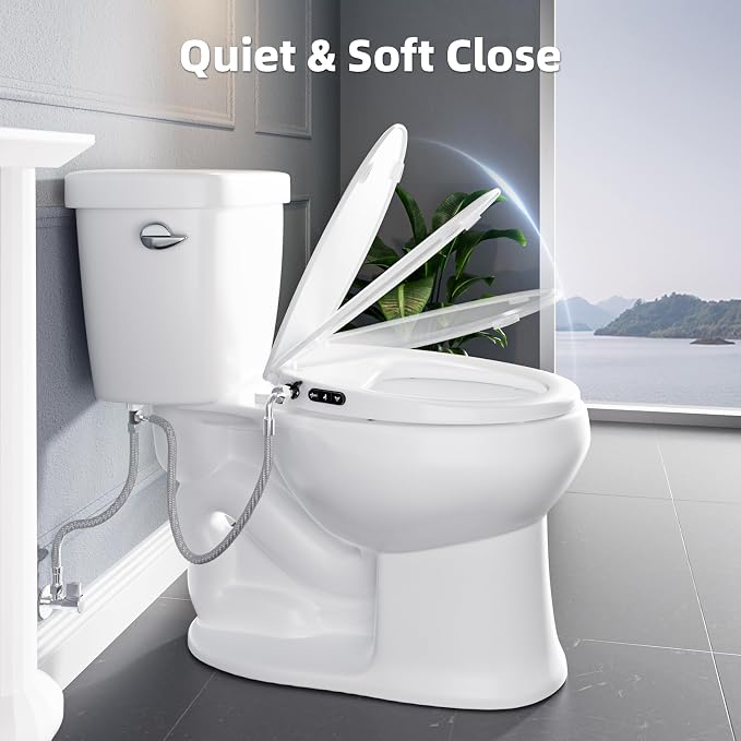Clirass Bidet Toilet Seat, Knob-Adjustable Water Pressure, Buttons for Switching Between Bidet, Feminine Wash, and Self-Cleaning Modes, Dual Nozzle System, Quick Installation, Fits Round Toilets