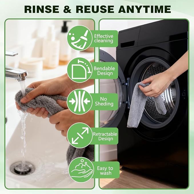 Retractable Gap Dust Cleaner Cleaning Tools with 2 Microfiber Dusting Cloths, Flat Duster Withextension Pole, Used for Cleaning Sofas, Sofa Beds, and Under Furniture (2 Dust Removal Cloth)