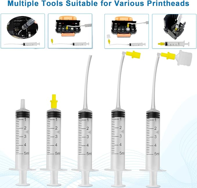 Printhead Cleaning Kits Inkjet Printers, Printer Cleaning Kit for Epson Ecotank Printers, Printer Cleaner Kit for HP, Inkjet Printers Head Cleaning Solution for Canon Pixma Print Head Liquid Nozzles