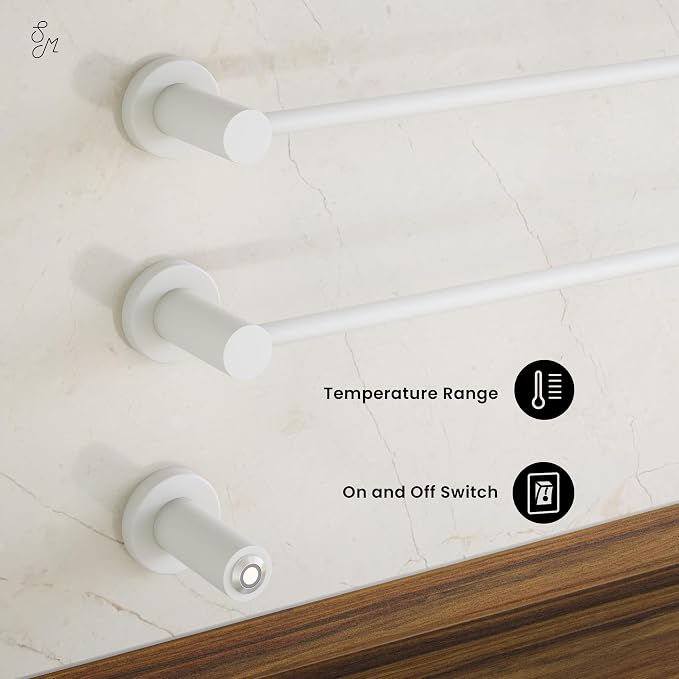 Swiss Madison Claire 3-Bar Electric Towel Warmer Heated Towel Racks for Bathroom in Matte White