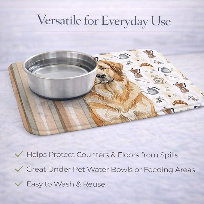 Caroline's Treasures Sandy Leonberger Coffee Bar Dish Drying Mat Absorbent Dish Drying Mat Pad for Kitchen Counter Dish Drainer Mat for Countertop, 14 x 21", Multicolor