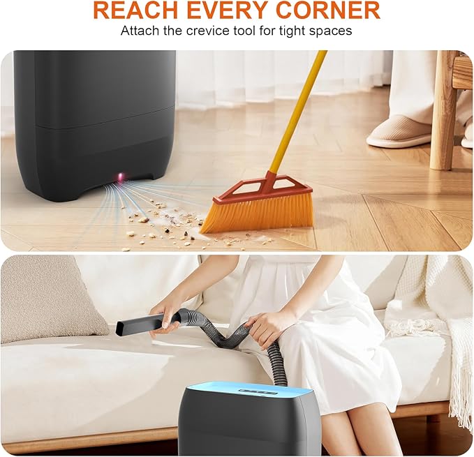 Touchless Vacuum Automatic Dustpan, Electric Dustpan with 5-Pack Disposable Dust Bags, 17KPA Strong Suction, IR Sensor, LED Alerts, Handheld Accessories for Floors/Corners/Pet Hair/Salons