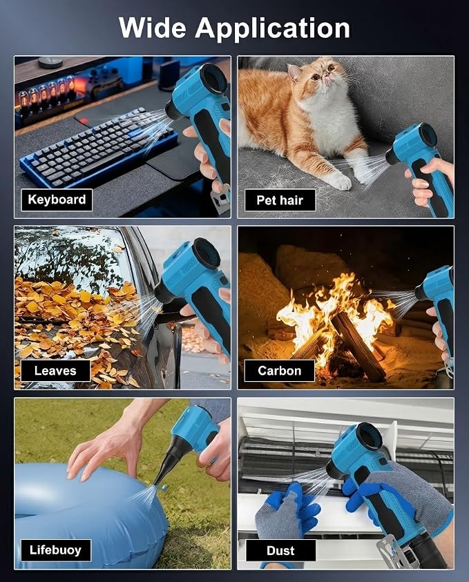 Compressed Air Duster Blower Compatible with Makita 18V Battery, 130000RPM 4 Gear Adjustable Handheld Mini Brushless, Electric Air Duster Turbo Fan for Computer Car Keyboard Home(No Battery)