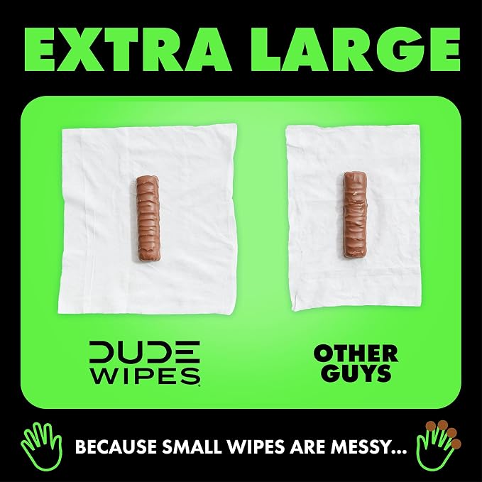 DUDE Wipes Herbal Relief Flushable Wipes - Extra-Large Adult Wet Wipes - 12 Pack (144 Count) - Infused with Soothing Witch Hazel, Geranium Essential Oils, Vitamin E, and Aloe - Septic and Sewer Safe