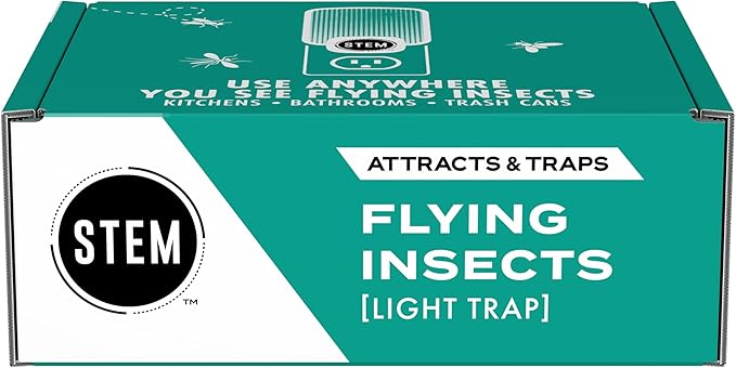 STEM Flying Insect Trap - Indoor Fruit Fly & Gnat Catcher for Home, Kitchen & Any Room, Attracts & Traps Bugs, Soft Blue UV Light - Includes 1 Plug-in Device & 1 Cartridge