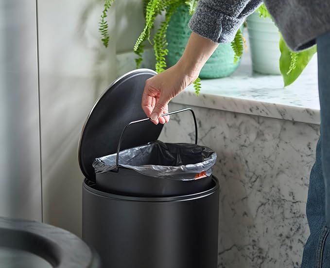 Joseph Joseph Eco IW9 Recycled Bin Liners, Kitchen/Bathroom Trash Bags, Tie Tape Drawstring, Extra Strong, 80-Pack, 10L/2.6 Gallon, Grey