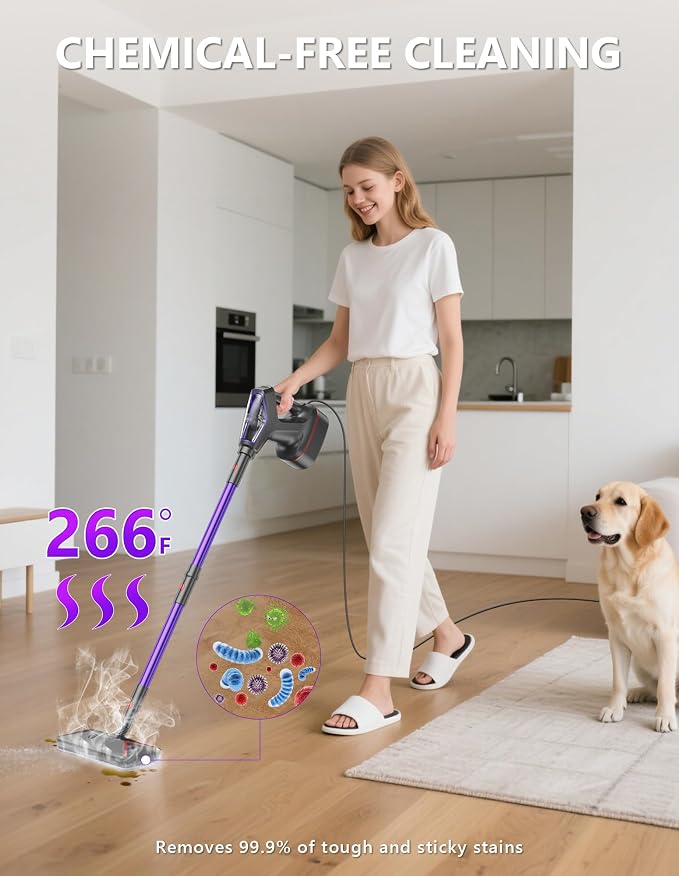 Heavy Duty Steam Mop for Floor Cleaning – All-in-One Detachable Handheld Steam Cleaner for Hardwood, Tile, Grout & Windows – Multipurpose Steamer for Home, Furniture, Walls & Decks