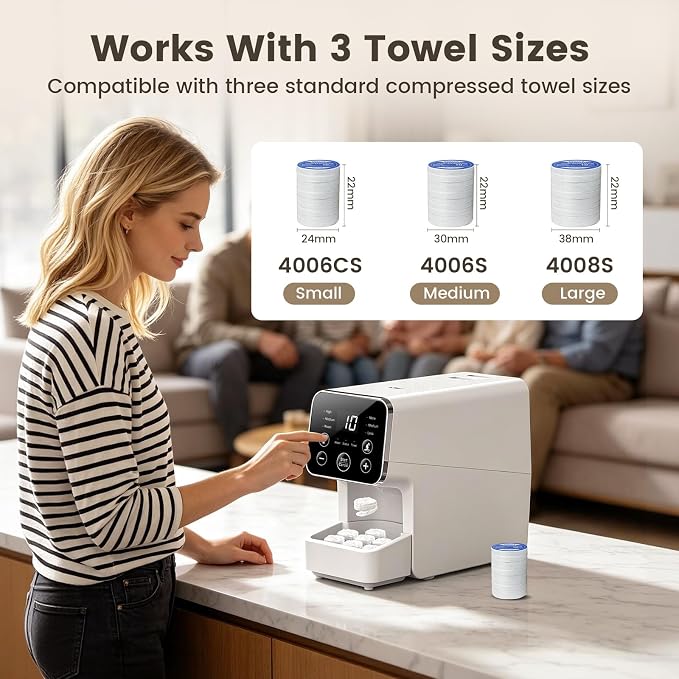 Hot Face Towel Dispenser, 3 Level Temperature and Moisture Control Automatic Towels Warmer, 5S Fast Heating Wipes Heater for Home Spa, Makeup Removal, and Daily Skincare, Plus 50PCS Compressed Towels