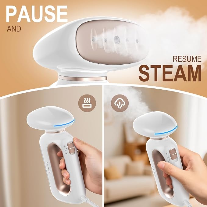 Newbealer Handheld Fabric Steamer 850W Portable Wrinkle Remover for 120V | Horizontal & Vertical Steaming, 360° Leakproof Pump-driven Design, 30s Fast Heat Up, 230ml Water Tank, for Home, RV & Hotel