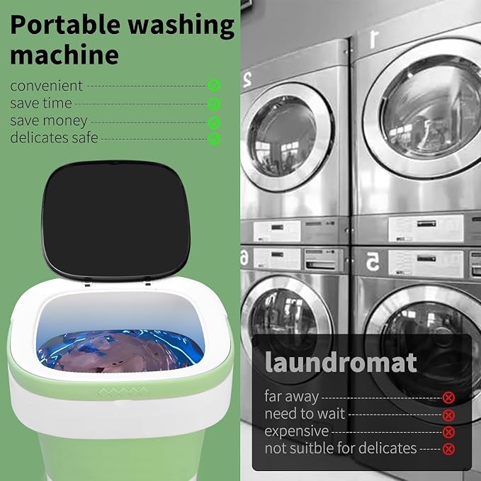 Portable Washing Machine, 16L Mini Washer Foldable and Dryer with 3 Modes Deep Cleaning, Upgraded Small Collapsible Laundry for Travel, Home, Apartment, Hotel and camping