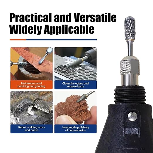 20Pcs Carbide Burr Bits Set Compatible with Dremel Milwaukee 1/8", Rotary Tool Bits with Double-Cut Design, Die Grinder Bits Accessories for Metal Wood Stone Steel Plastic Carving Cutting Grinding