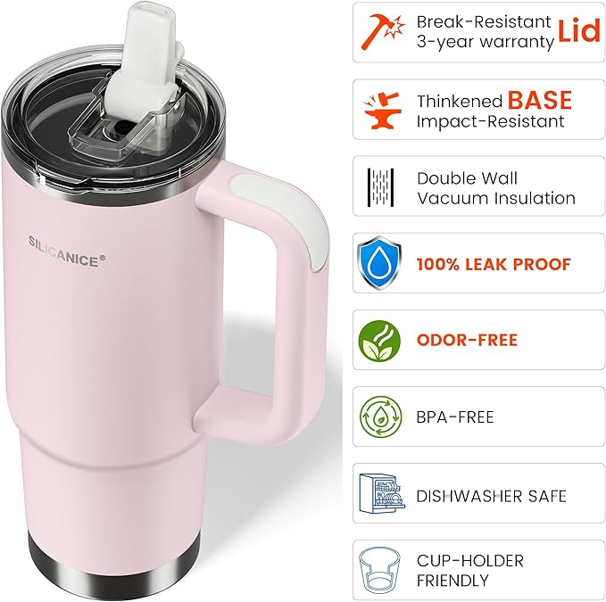 For Travel & Gym – Never Drink from a Moldy Lid Again: 30oz Hygienic Tumbler, 100% Leakproof Lid & Removable Foldable Spout. Reinforced Base, Fits Cup Holders- Pink Sand