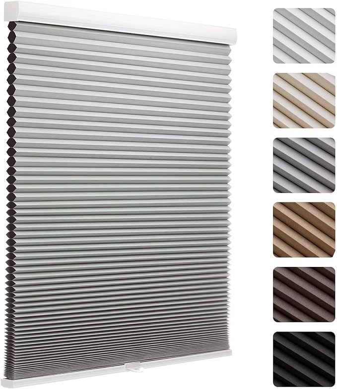 MYshade Cordless Blackout Cellular Shades, 1.5" Honeycomb Window Blinds for Bedroom & Nursery, Thermal Insulated, Noise Reducing, Privacy Shades, Inside or Outside Mount (41" W x 72" H, Grey)