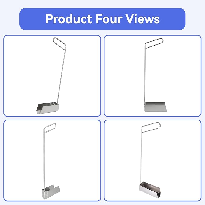 Deep Fryer Strainer Crumb Scoop 750°F Heat-Resistant V-Shaped Fryer Cleaner Food Crumb Cleaning Tool for Commercial Fryers Long Handle with Drain Holes for Oil Filtration 2 PCS