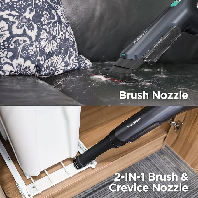 HAUSHOF Handheld Vacuum Cordless, 120W Brushless Motor, lightweight, Portable, Fast-Charging Hand Vac with 12000Pa Powerful Suction and Multifunctional Attachments, Ideal for Home, Office, Pet and Car