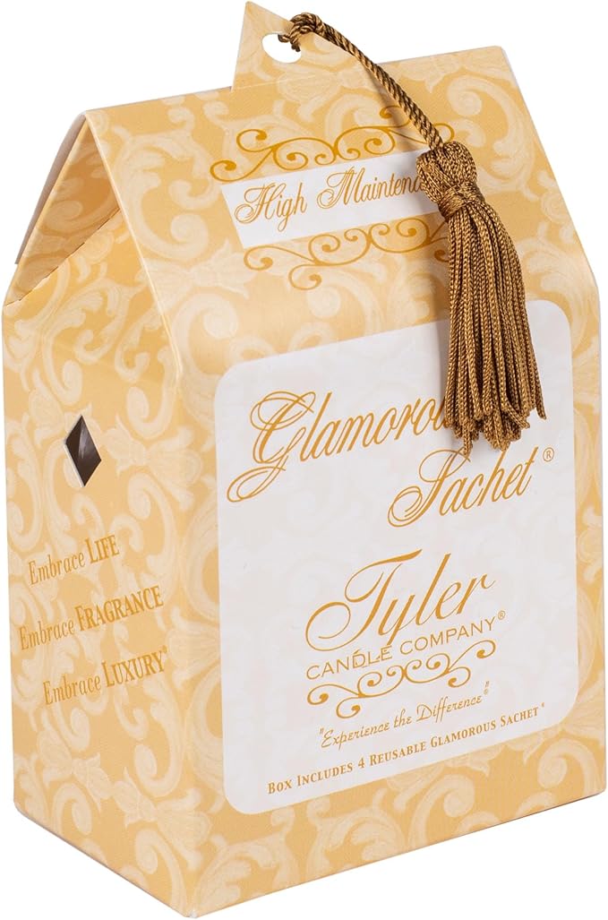 Elanze Designs Tyler Candle HIGH Maintenance 1.9 Ounce Tart Mixer Melts and Laundry Sachet Bundle; Set of 4