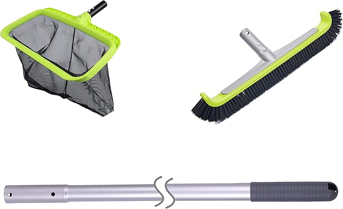 Sepetrel Pool Leaf Skimmer Net Rake,Pool Brush &10.5 Foot Pool Pole