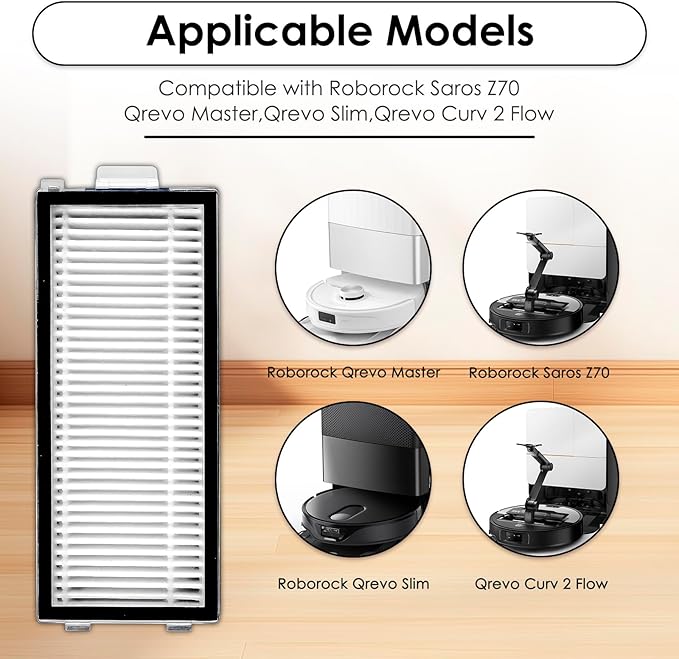 (5 Pack) Qrevo Master Replacement HEPA Filters Compatible with Roborock Qrevo Master/Qrevo Slim Robot Vacuum, Filter Kit, Filters Accessories Kit, Vacuum Filter, Upright Filters, Canister Filters
