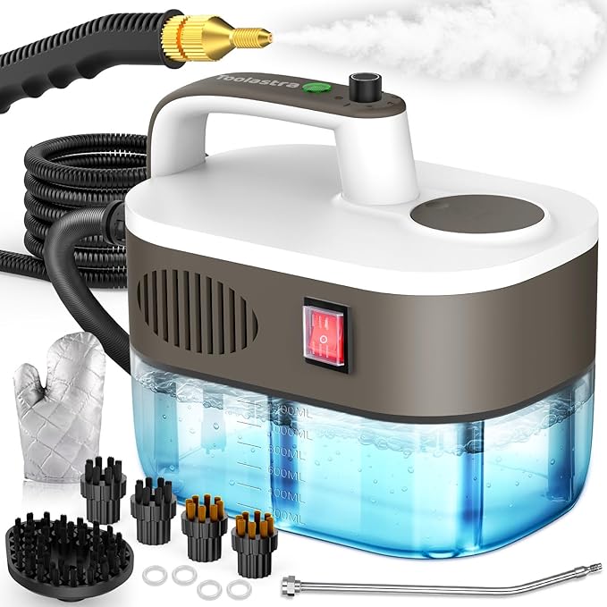 Steam Cleaner, 10s Rapid Heating Steamer with 6 Levels, 1.2L Water Tank, Portable Powerful Steamer for Cleaning without chemicals, Handheld Steam Cleaner for Home, Car, Grout, Tile (1.2L)