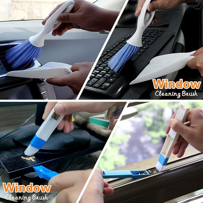 10 Pcs Venetian Window Blind Cleaner Duster Tool Set, Mini Blind Cleaner Duster Brush, Hand Held Air Conditioner Shutters Duster, Dirt Cleaner for Blind, Fan, Air Conditioner, Window Groove Gap (Blue)