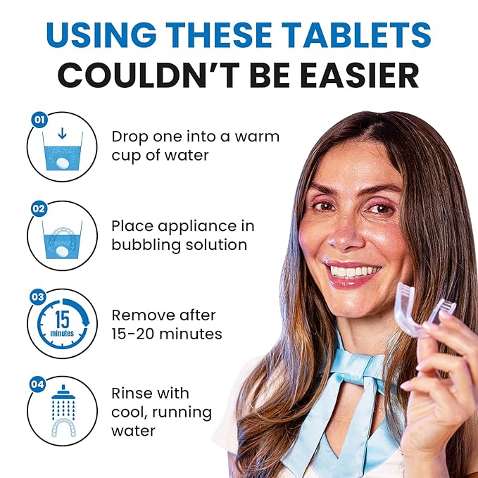 240 Units Retainer and Denture Cleansers Tablets (8 Months Supply) - Cleaner Removes Plaque, Stains from Dentures, Retainers, Night Guards, Mouth Guard, Aligners and Removable Dental Appliances