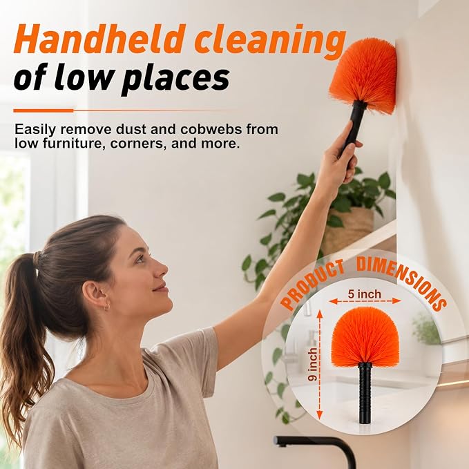 LAANPOLE Cobweb Duster, Spider Web Brush for Cleaning, Professional Ceiling and Corner Dusters for Outdoor Indoor Use